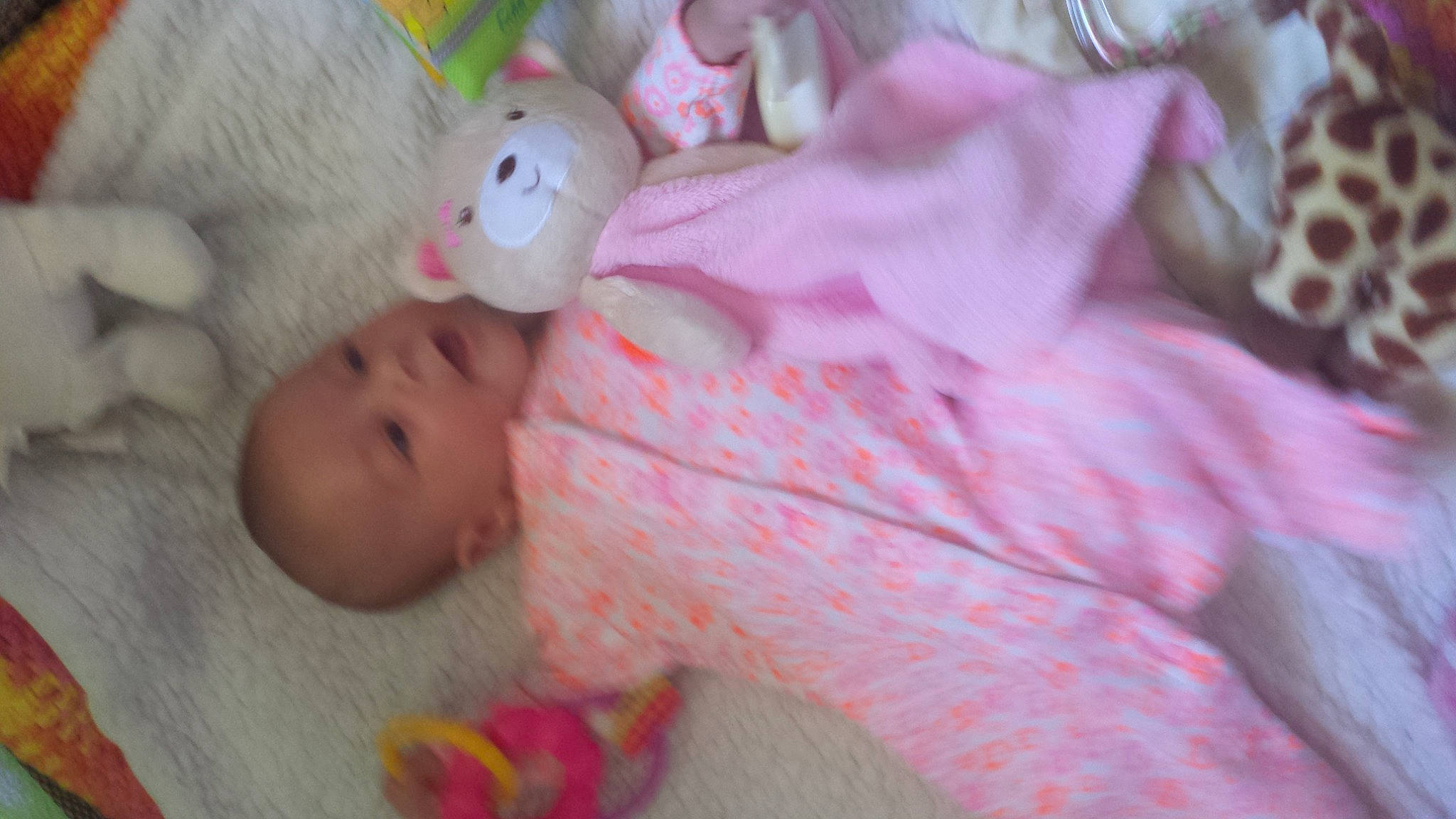 Rebecca a rejoint le concours — aidez-le/la à gagner de superbes lots ! baby, baby_products, baby_toddler_clothing, bedtime, cheek, child, comfort, linens, lip, magenta, nap, nose, pattern, person, pink, room, skin, sleep, toddler