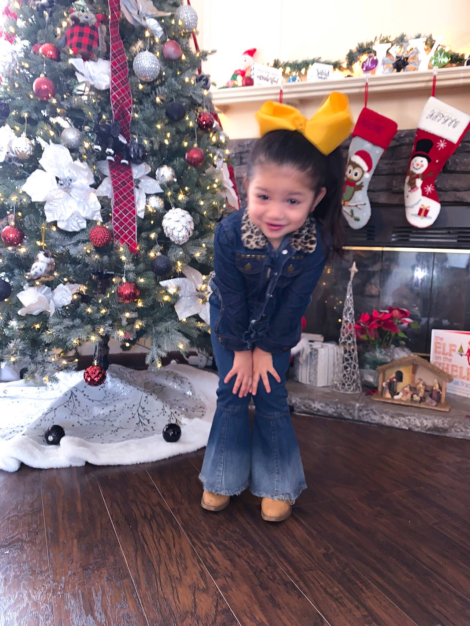 Ariannah joined the competition — help win amazing prizes! child, christmas, christmas_decoration, christmas_eve, christmas_ornament, christmas_tree, event, fir, holiday, interior_design, joy, person, standing, toddler, tree, winter