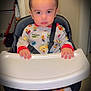 Anthony joined the competition — help win amazing prizes! toddler, child, high_chair, pajamas, foot, tray, indoor, kitchen, face, seatbelt, person, furniture, expressionless, clothing, baby, hands, table, head, room, light