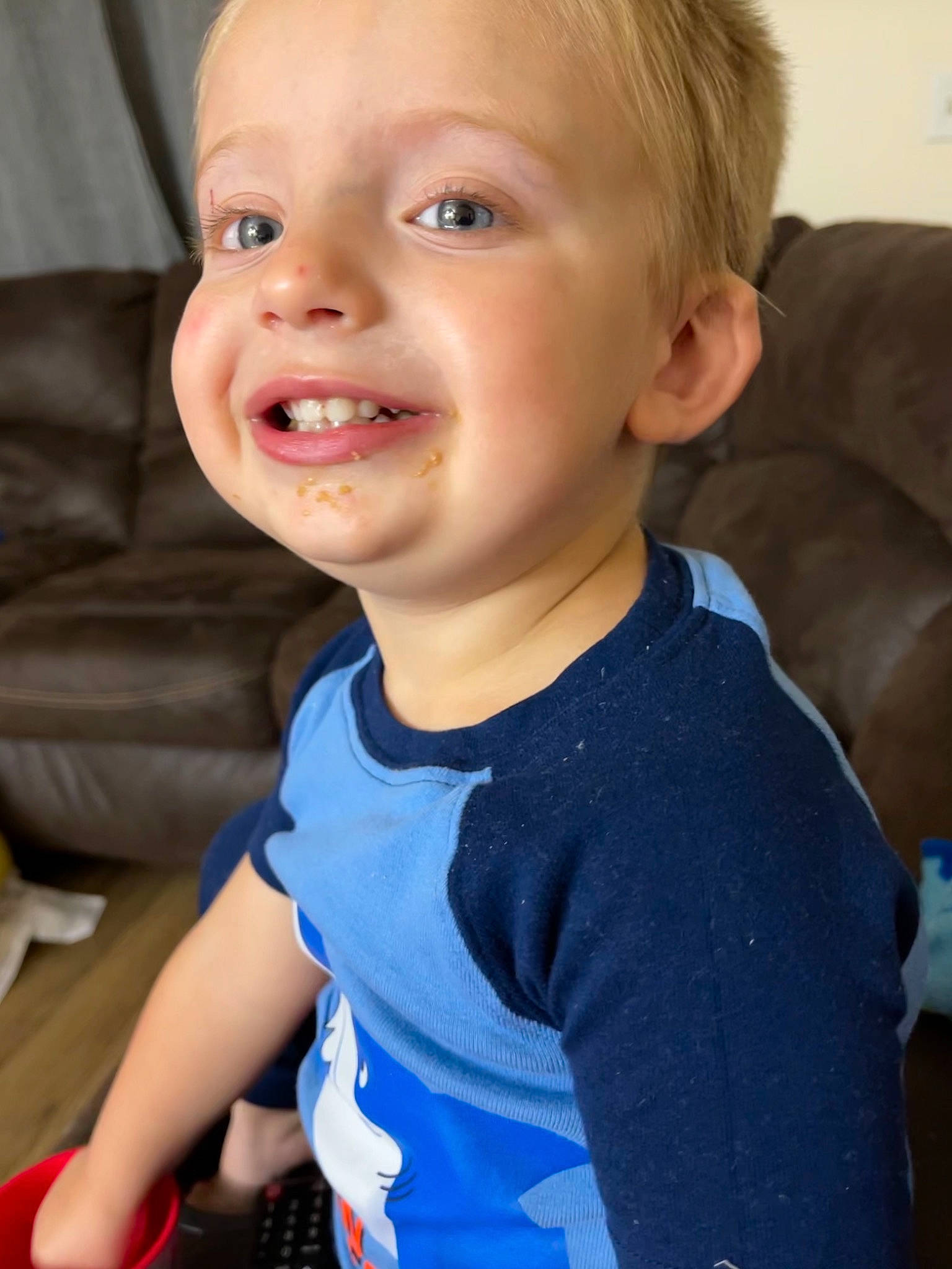 Kalvin joined the competition — help win amazing prizes! arm, baby_toddler_clothing, blue, cheek, chin, facial_expression, gesture, hairstyle, happy, head, iris, joy, lip, mouth, neck, nose, organ, person, skin, sleeve