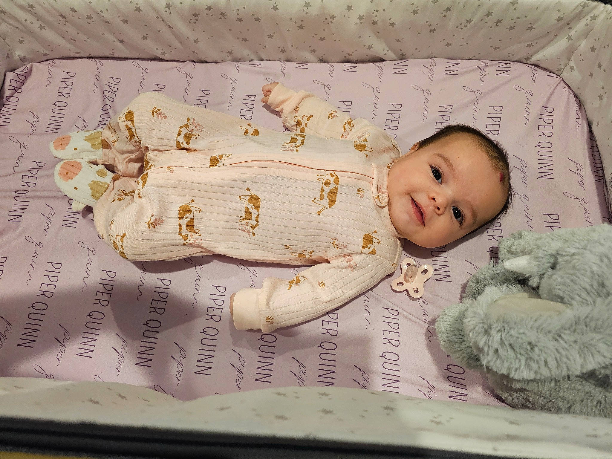 Piper is registered to the contest to win money with this photo: baby, baby_products, baby_safety, baby_sleeping, baby_toddler_clothing, bedding, child, comfort, fur, happy, headgear, linens, pattern, person, room, skin, sleeve, smile, textile, toddler