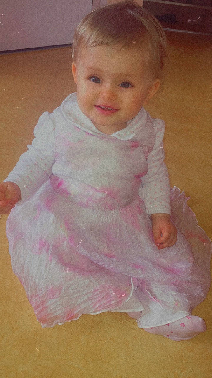 Innaya participe au concours pour gagner de l'argent avec cette photo : baby, baby_toddler_clothing, cheek, child, dress, iris, joy, lip, person, pink, skin, sleeve, smile, toddler