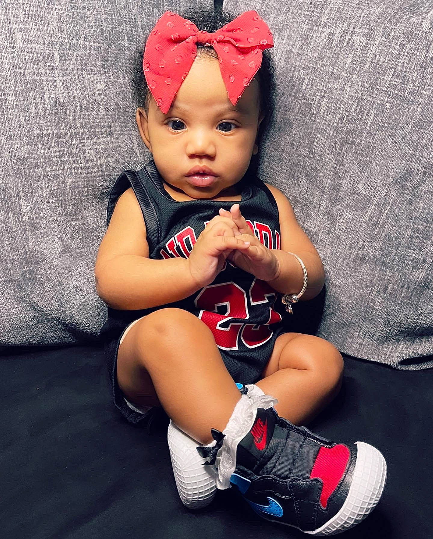 Italy is registered to the contest to win money with this photo: baby, baby_toddler_clothing, beauty, cap, cool, costume_hat, face, happy, head, headwear, jersey, knee, leg, lip, person, sleeve, sneakers, sports_uniform, sportswear, t_shirt