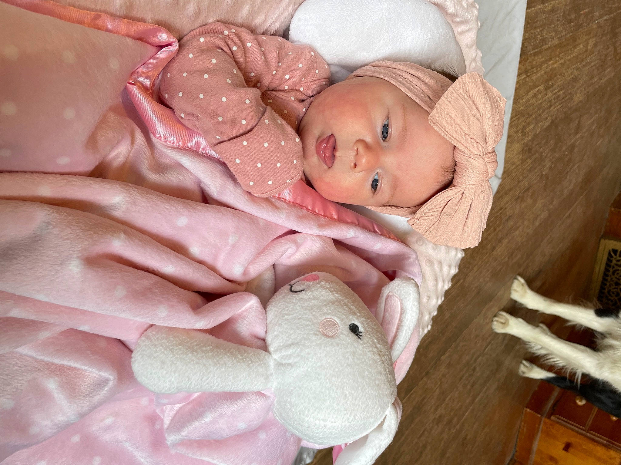 Maggie is registered to the contest to win money with this photo: baby, baby_products, baby_sleeping, baby_toddler_clothing, bedding, bedtime, cheek, child, comfort, hat, headwear, infant_bed, linens, lip, nap, person, pink, room, skin, toddler