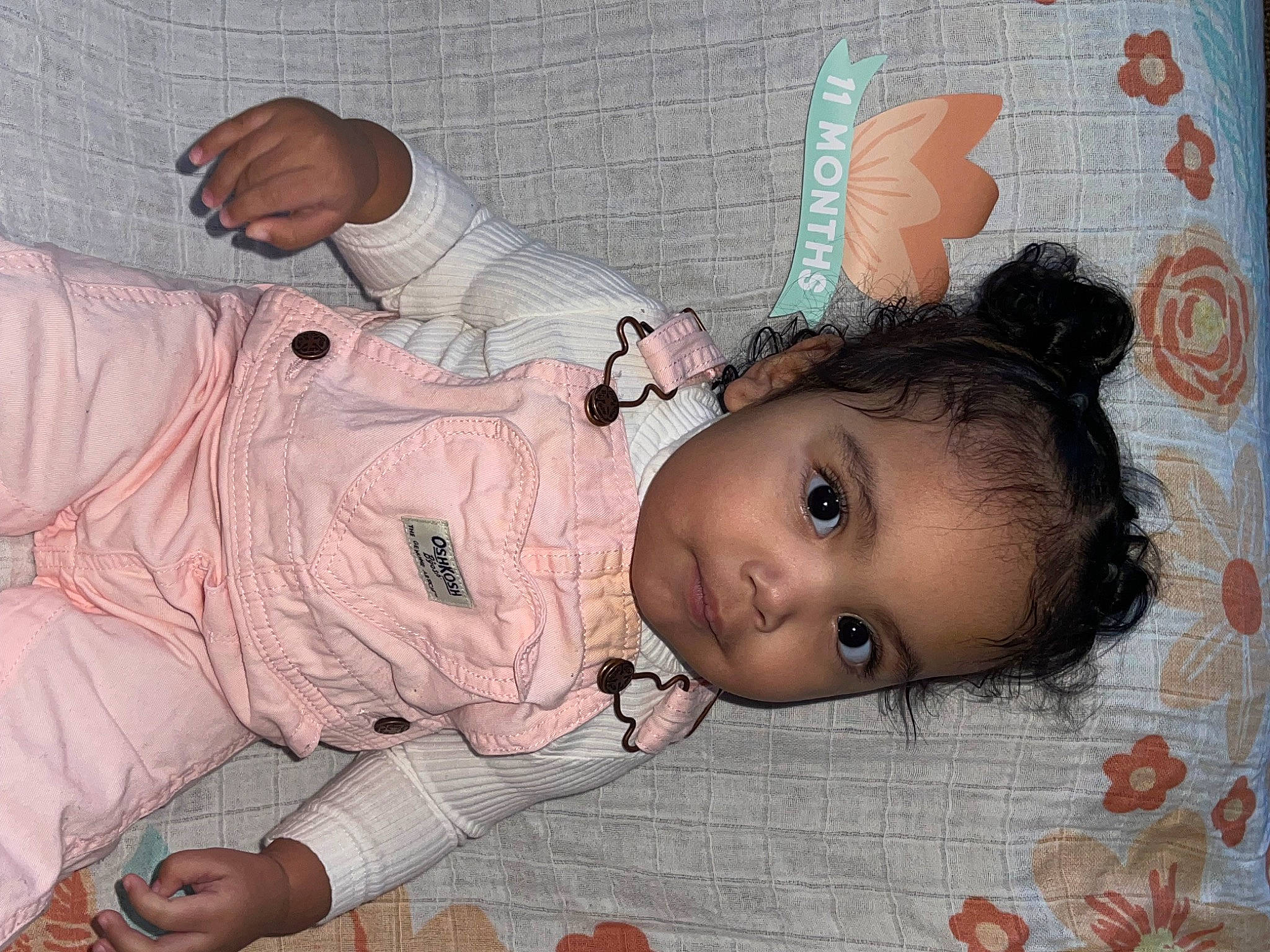 Kaia joined the competition — help win amazing prizes! baby, baby_products, baby_toddler_clothing, cheek, child, chin, comfort, eyelash, flooring, happy, head, iris, linens, nose, pattern, person, pink, room, skin, stuffed_toy