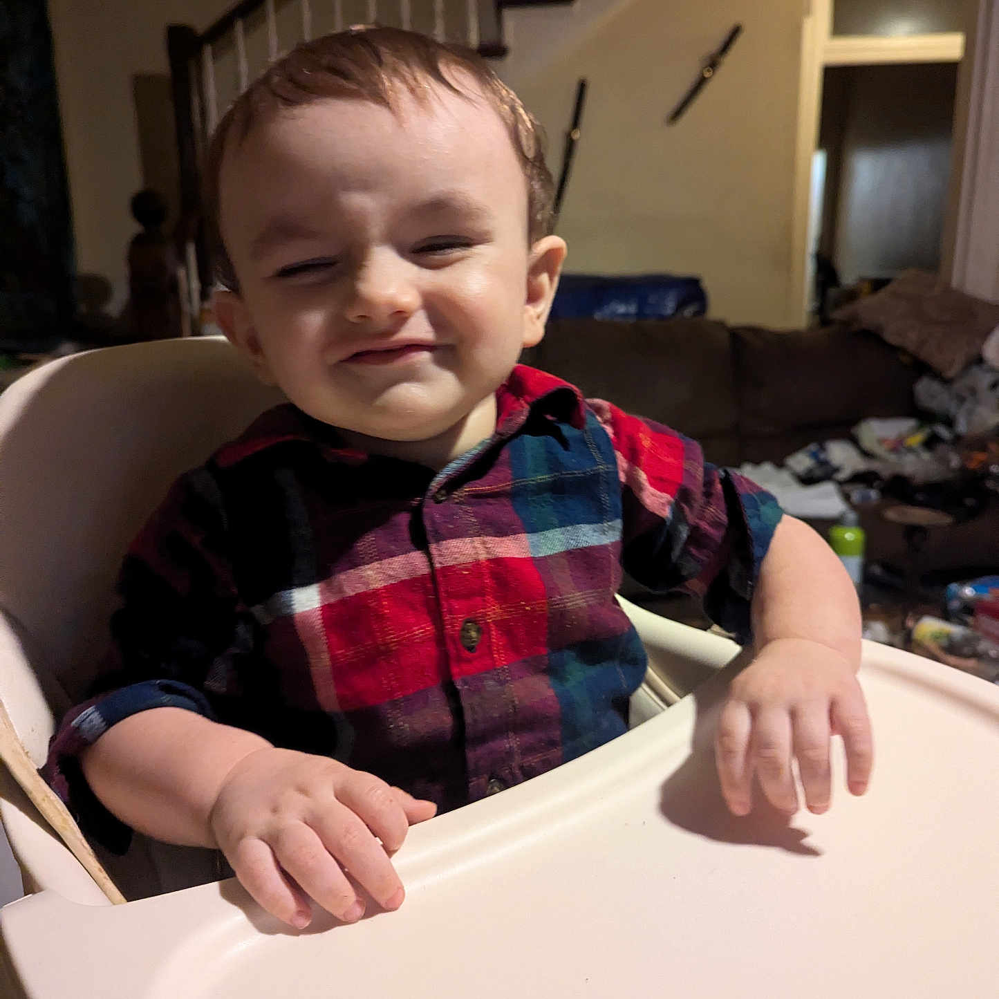 Cygnus Jay is registered to the contest to win money with this photo: architecture, baby, bathing, bathtub, bodypart, building, face, finger, hand, handrail, head, house, housing, indoors, person, photography, portrait, staircase, tub, wood