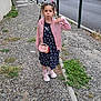 Cataleya participe au concours pour gagner de l'argent avec cette photo : child, girl, street, gravel, sidewalk, pigtails, braids, pink_jacket, dress, sneakers, hand_pose, crossbody_bag, greenery, road, cars, poles, casual_clothing, outdoor, daytime, playful