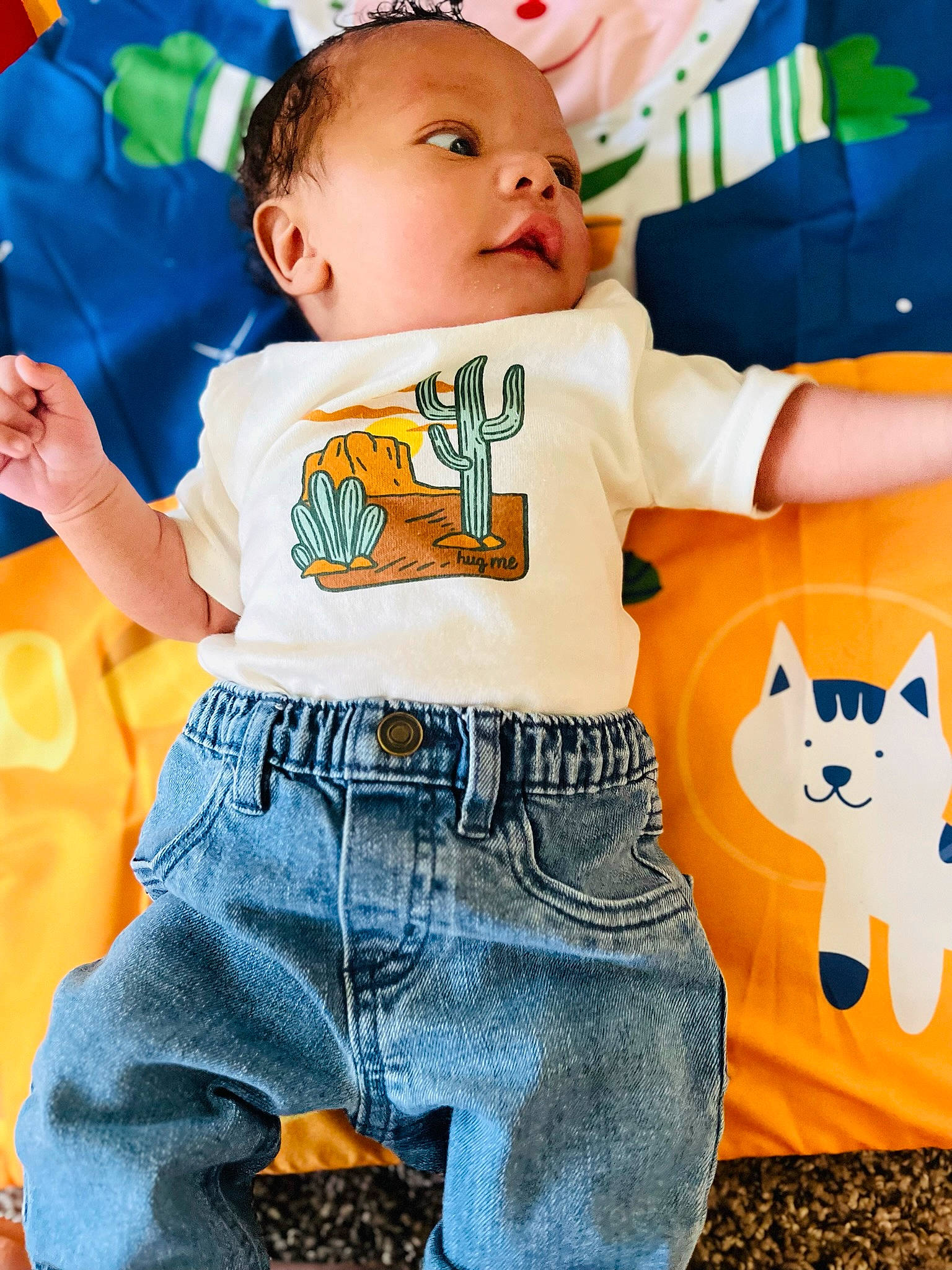 Jaxton joined the competition — help win amazing prizes! arm, azure, baby_toddler_clothing, clothing, cool, facial_expression, green, hand, happy, orange, organ, person, product, shorts, sleeve, standing, t_shirt, textile, toddler, white