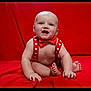 Waylon joined the competition — help win amazing prizes! baby, child, smiling, red, bow_tie, suspenders, sitting, blanket, cute, happy, infant, portrait, face, skin, hands, feet, indoors, one_person, young_child, bright