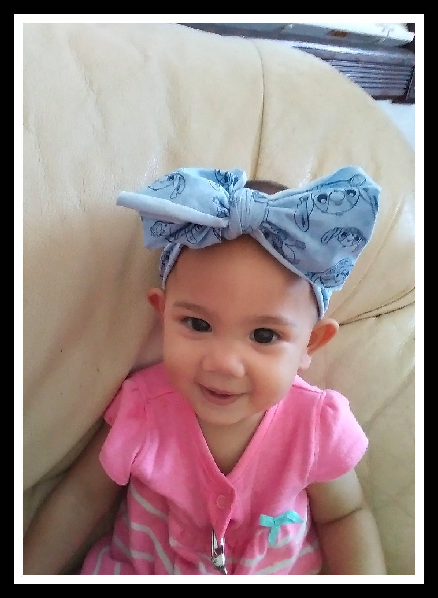 Mckayla joined the competition — help win amazing prizes! baby, bonnet, cheek, child, ear, face, fashion_accessory, hair_accessory, happy, head, headgear, person, pink, smile, toddler