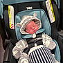 newborn, baby, car_seat, britax, sleeping, onesie, hood, ears, blanket, striped, infant, child, clothing, seatbelt, safety, cute, indoor, soft, peaceful, resting