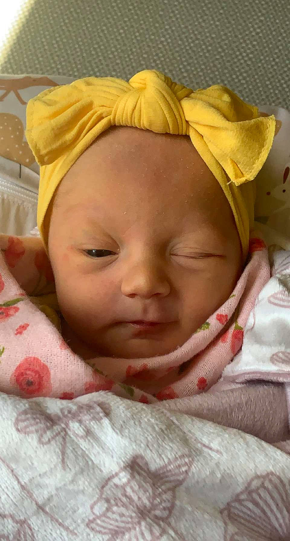 Stevie Rhiannon joined the competition — help win amazing prizes! baby, baby_sleeping, cheek, child, chin, comfort, ear, eyebrow, eyelash, face, headgear, iris, lip, mouth, nose, person, pink, skin, smile, textile