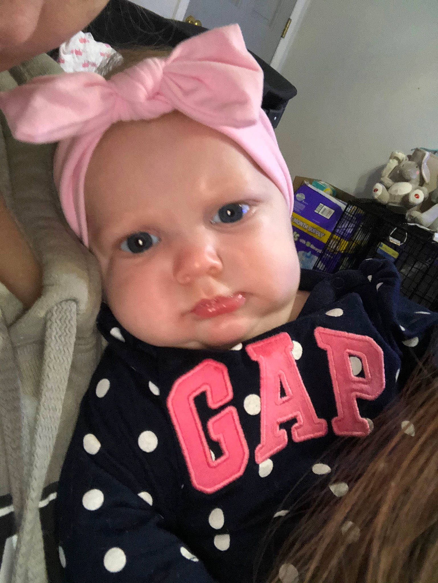 Harper Grace joined the competition — help win amazing prizes! baby, baby_products, baby_toddler_clothing, cheek, child, cool, ear, eye, hair_accessory, head, headgear, outerwear, person, pink, product, skin, toddler