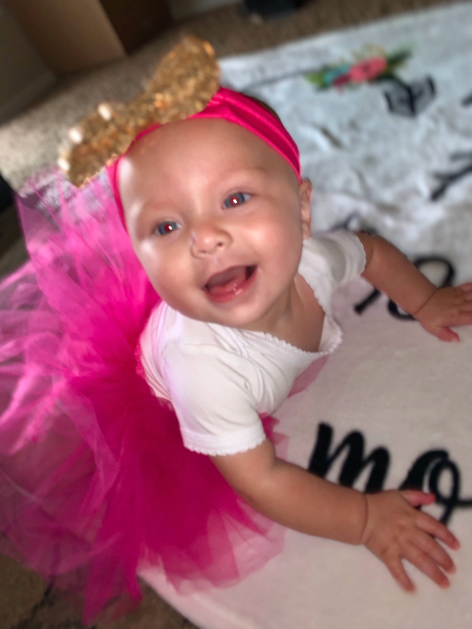 Lylah joined the competition — help win amazing prizes! baby, baby_toddler_clothing, cheek, child, costume, fashion_accessory, fun, hair_accessory, happy, headband, headgear, headpiece, magenta, person, pink, skin, smile, toddler