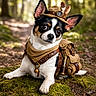 Vaya participe au concours pour gagner de l'argent avec cette photo : adventure, animal, backpack, chihuahua, compass, costume, curious, cute, dog, explorer, feathers, forest, hat, leaves, moss, nature, outdoor, path, pet, small_dog