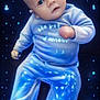 baby, infant, child, face, eyes, onesie, pajamas, blue, stars, background, lying_down, portrait, cute, chubby_cheeks, soft_light, smile, hand, close_up, baby_clothes, studio_lighting
