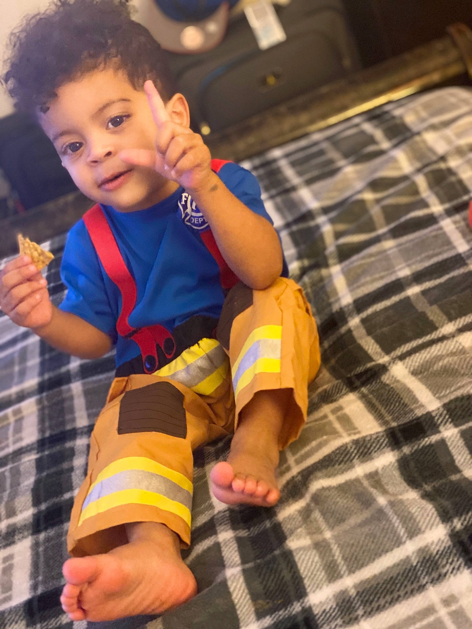 Darwin joined the competition — help win amazing prizes! arm, baby, child, design, fun, hand, leg, pattern, person, plaid, play, skin, smile, toddler, yellow