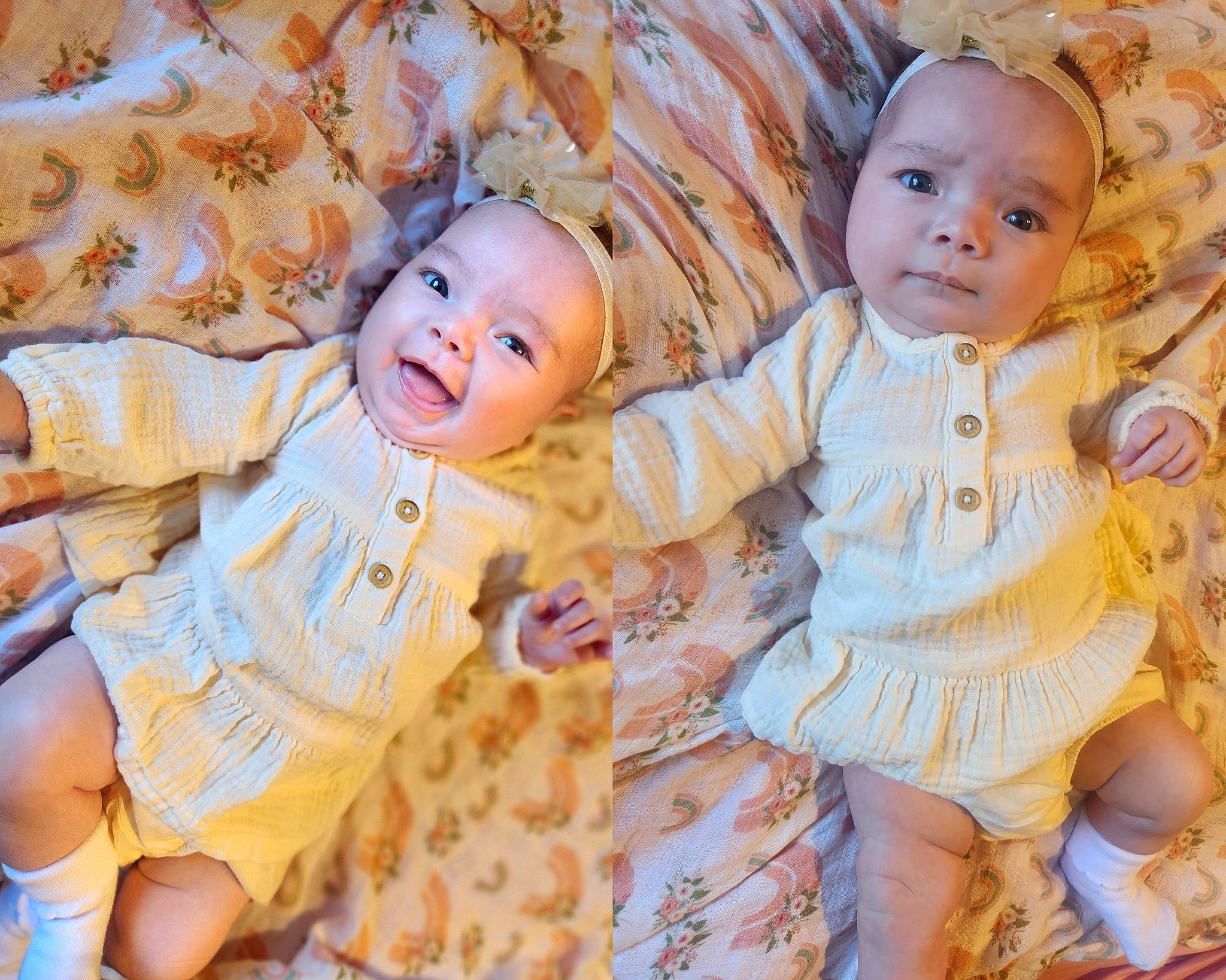 Ava is registered to the contest to win money with this photo: baby, baby_toddler_clothing, cheek, comfort, eye, face, facial_expression, fun, happy, head, headwear, human_body, iris, orange, person, pink, product, skin, sleeve, smile