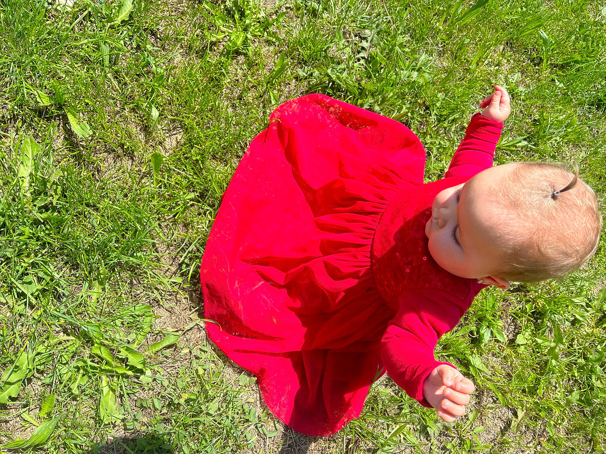 Elena participe au concours pour gagner de l'argent avec cette photo : baby, baby_toddler_clothing, child, garden, grass, grass_family, grassland, groundcover, happy, hat, human_body, lawn, leisure, magenta, meadow, people_in_nature, person, plant, shrub, sitting
