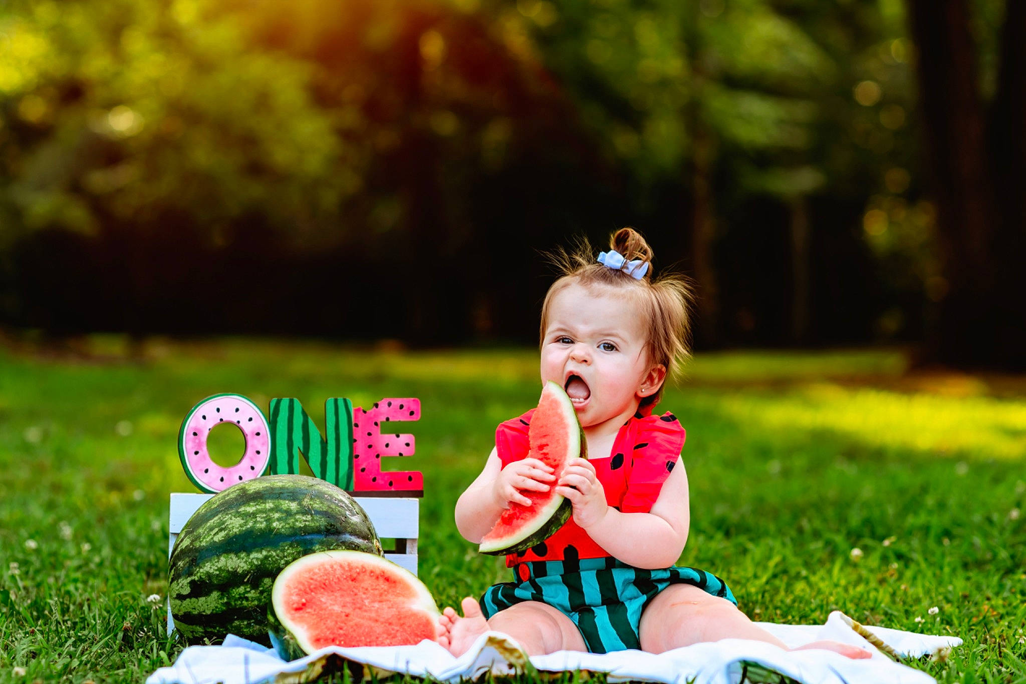 Georgia joined the competition — help win amazing prizes! baby, baby_toddler_clothing, child, dress, fruit, fun, grass, green, happy, leaf, leisure, morning, natural_landscape, nature, people_in_nature, person, plant, summer, sunglasses, sunlight