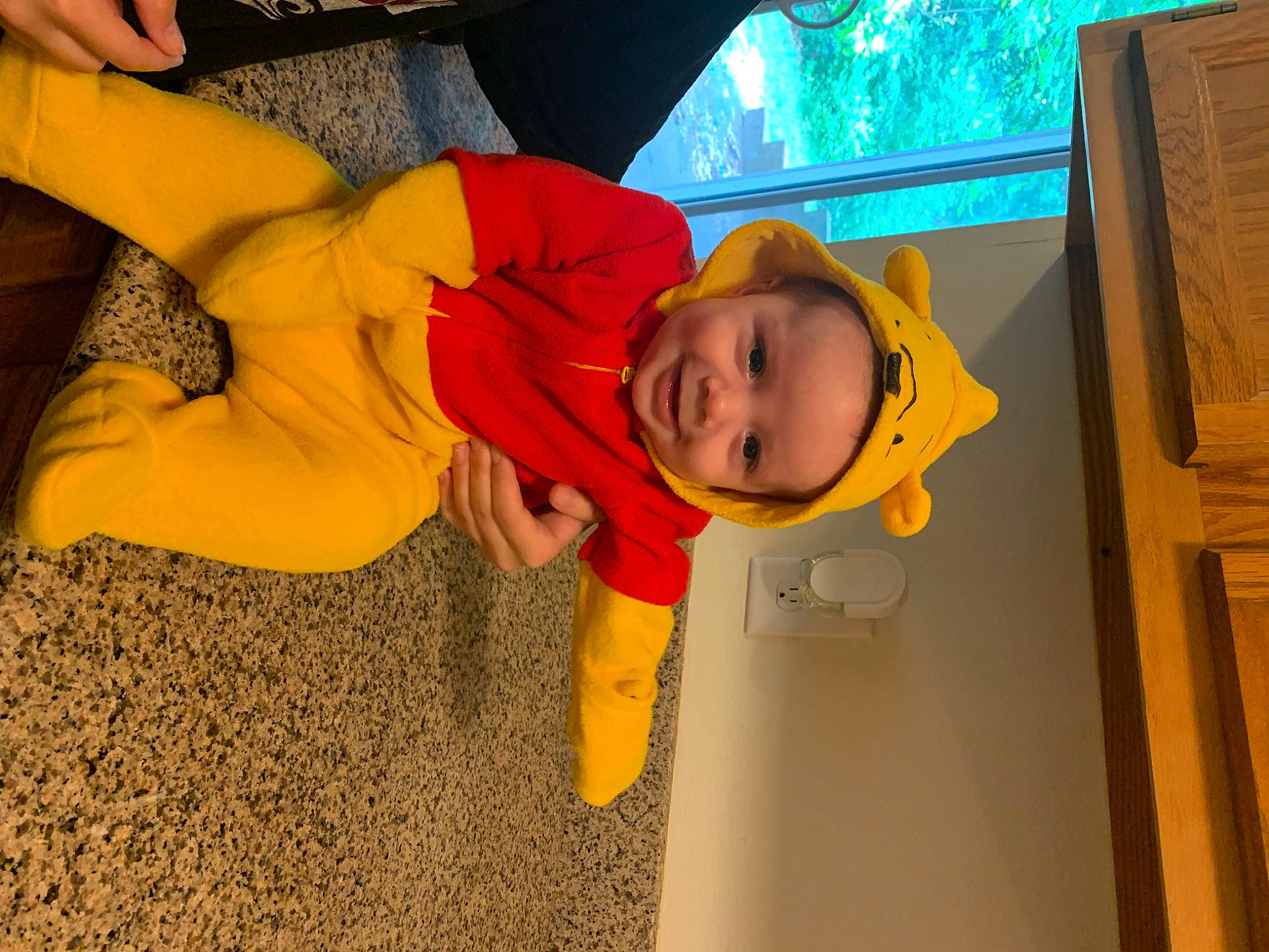 Oakley joined the competition — help win amazing prizes! baby, baby_toddler_clothing, child, flooring, fun, grass, happy, hat, headwear, joy, leisure, orange, person, plant, play, recreation, room, smile, toddler, tree