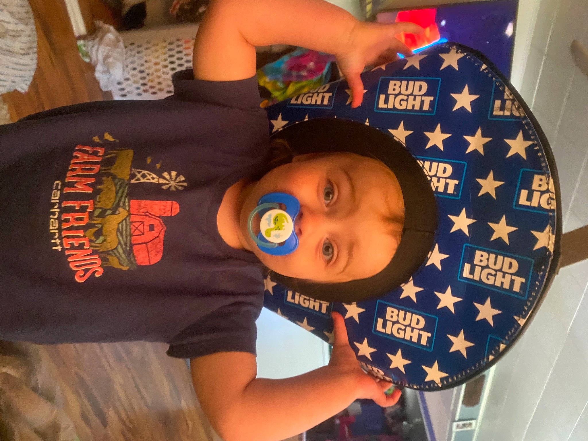 Miyah joined the competition — help win amazing prizes! automotive_wheel_system, baby_toddler_clothing, black_hair, child, circle, cool, elbow, electric_blue, eye, fun, hat, headgear, mouth, person, sleeve, t_shirt, toddler, wrist