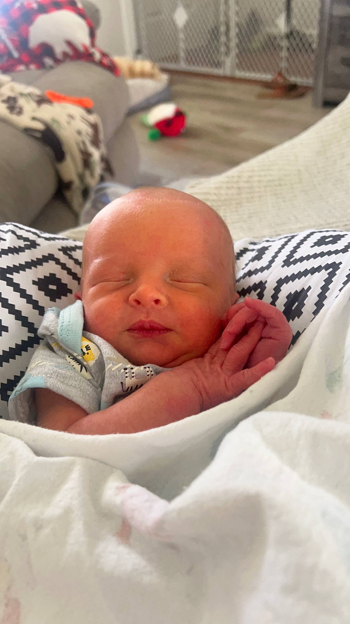 Landon is registered to the contest to win money with this photo: baby, baby_products, baby_sleeping, baby_toddler_clothing, bed_sheet, bedding, bedtime, blanket, cheek, child, comfort, flesh, linens, nap, person, room, skin, sleep, sleeve, textile