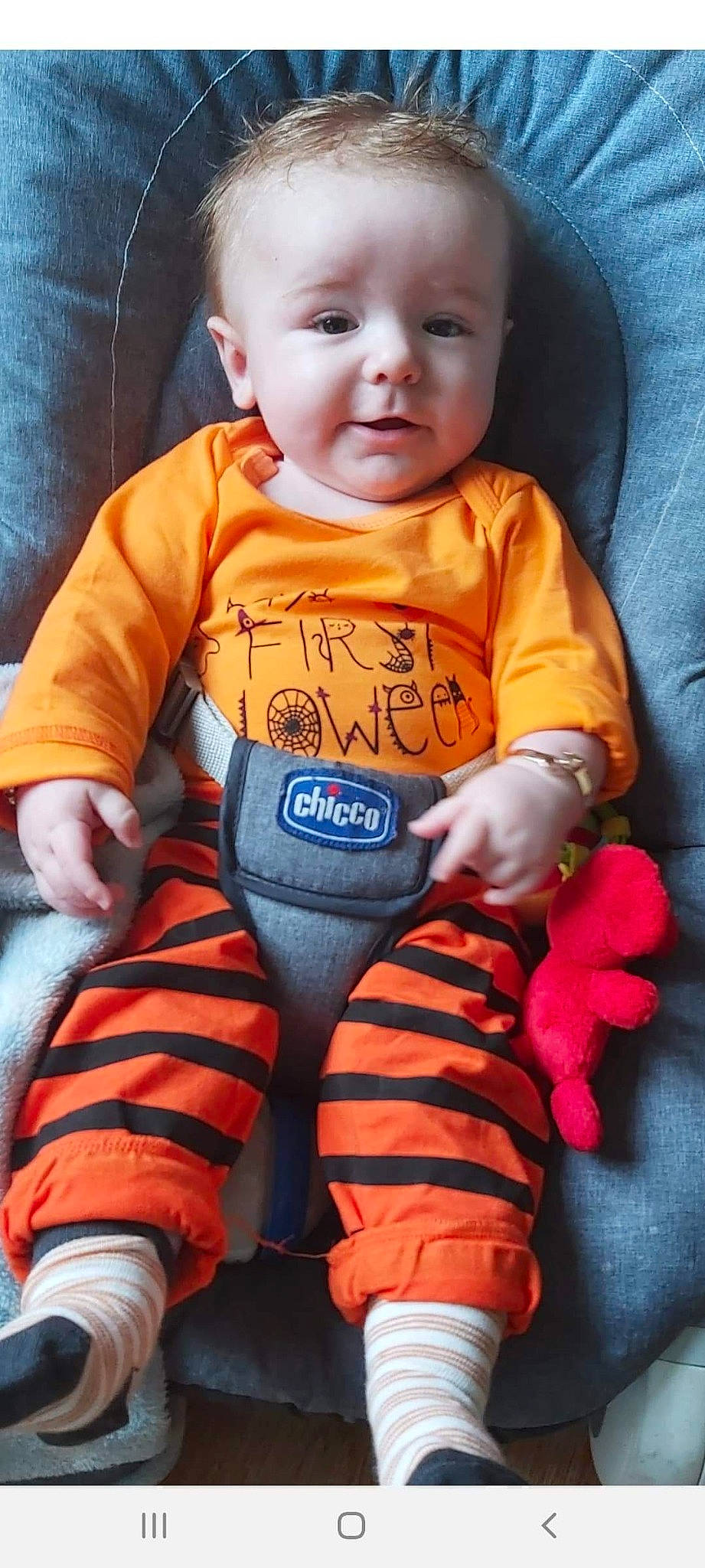 Coleson is registered to the contest to win money with this photo: baby, baby_toddler_clothing, child, orange, person, sleeve, toddler