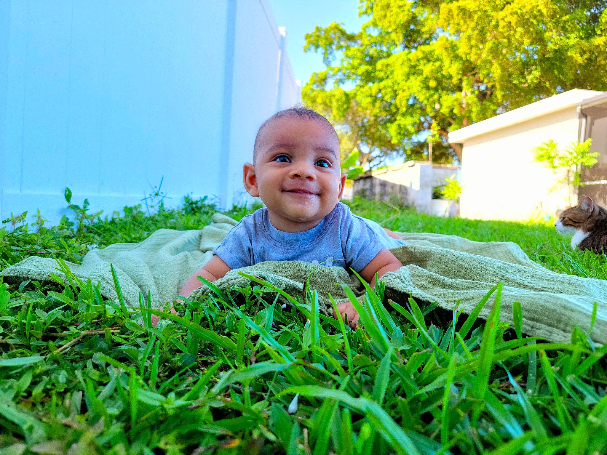 Cassius joined the competition — help win amazing prizes! baby, baby_toddler_clothing, electric_blue, fun, grass, grass_family, grassland, groundcover, happy, joy, lawn, leisure, meadow, people_in_nature, person, plant, sky, smile, t_shirt, terrestrial_plant