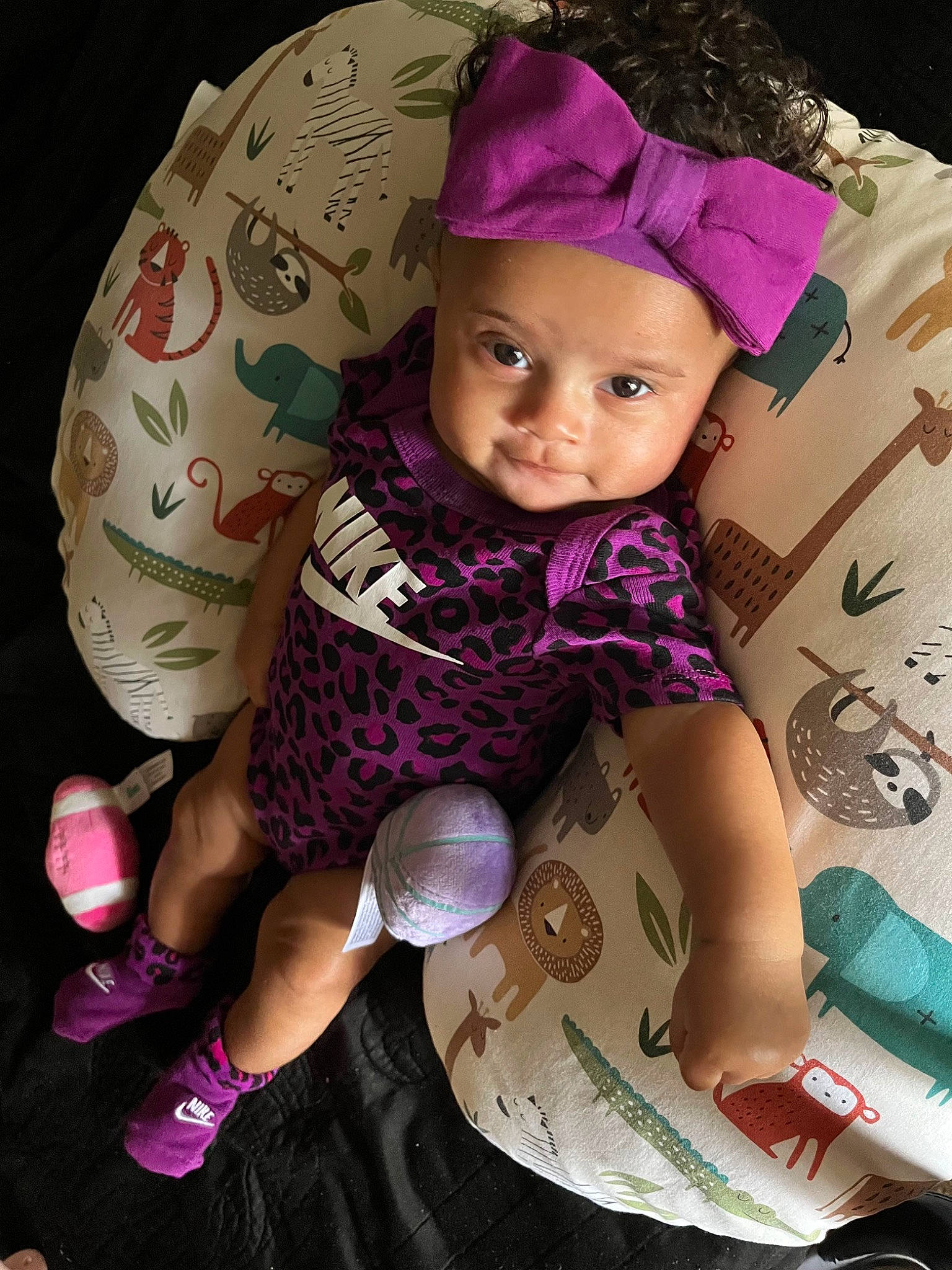 Kendall joined the competition — help win amazing prizes! arm, baby, baby_products, baby_toddler_clothing, cheek, child, cool, finger, fun, happy, headwear, magenta, person, pink, purple, sitting, skin, sleeve, smile, textile