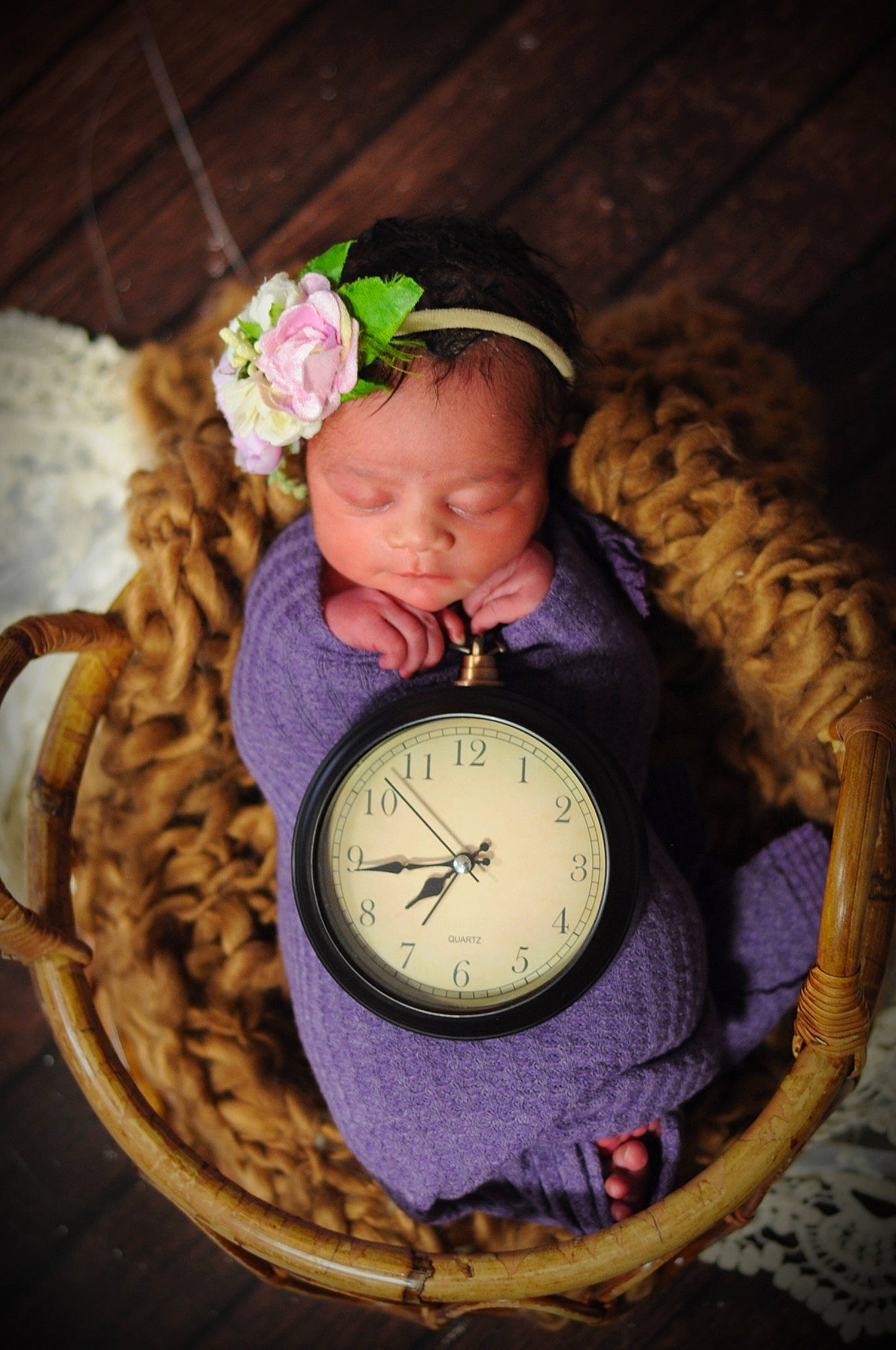 Kendall joined the competition — help win amazing prizes! baby, cap, child, circle, clock, eye, fashion_accessory, flash_photography, flower, headgear, home_accessories, knitting, measuring_instrument, person, plant, sitting, still_life_photography, toddler, tree, wood