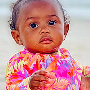 Kyrah is registered to the contest to win money with this photo: baby, bodypart, clothing, dress, face, finger, frown, hand, happy, head, nature, outdoors, person, photography, portrait, sad, sea, shoulder, smile, water