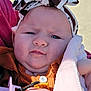 baby, child, face, headband, pacifier, blanket, clothing, hand, outdoor, sunlight, expression, closeup, portrait, infant, cute, warm, soft, skin, person, young