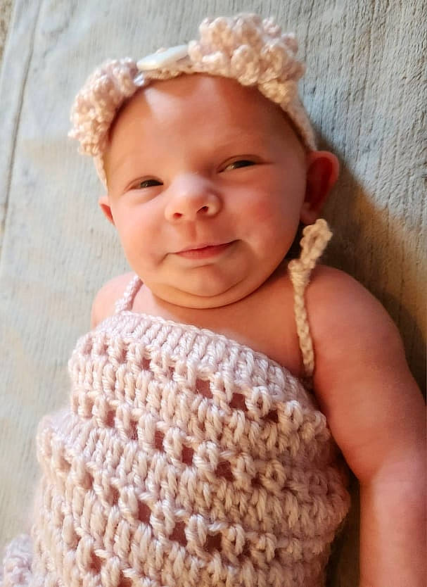 Serenity joined the competition — help win amazing prizes! art, baby, baby_toddler_clothing, cheek, child, embellishment, fashion_accessory, happy, headgear, headwear, iris, lip, neck, pattern, peach, person, pink, sleeve, smile, toddler