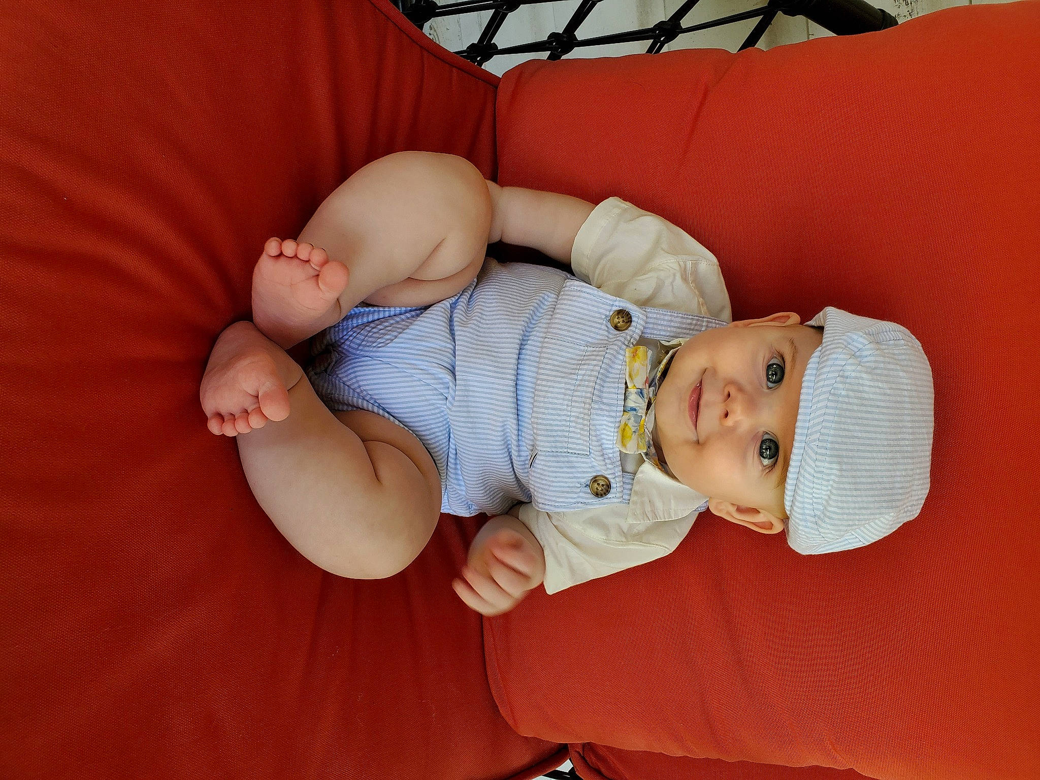 Jude joined the competition — help win amazing prizes! abdomen, baby, baby_products, baby_sleeping, baby_toddler_clothing, chest, child, comfort, finger, foot, hand, hat, headwear, knee, linens, person, room, sitting, skin, thumb