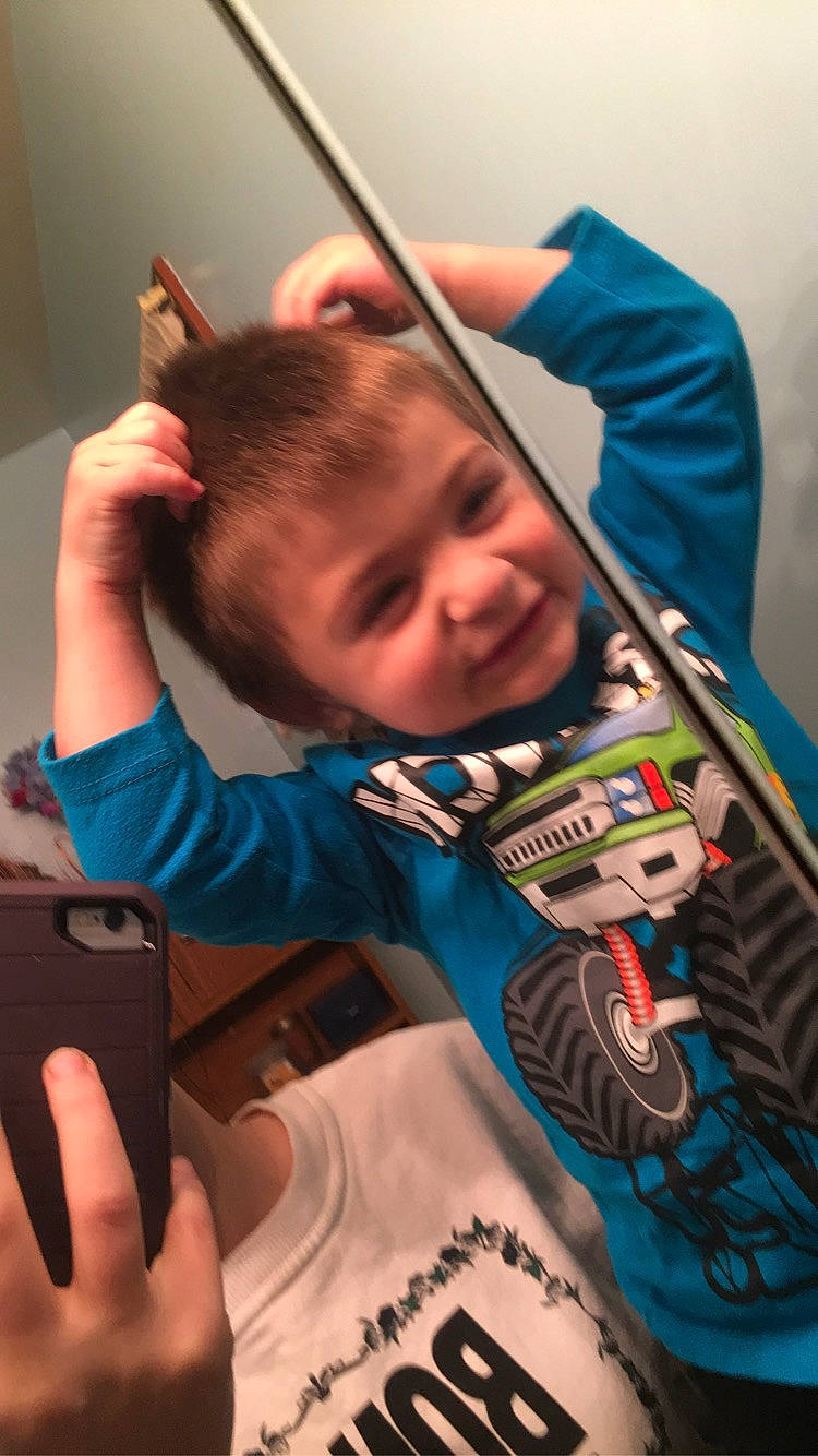 Deegan joined the competition — help win amazing prizes! arm, baby, cheek, child, ear, electronic_device, hairstyle, nose, person, toddler