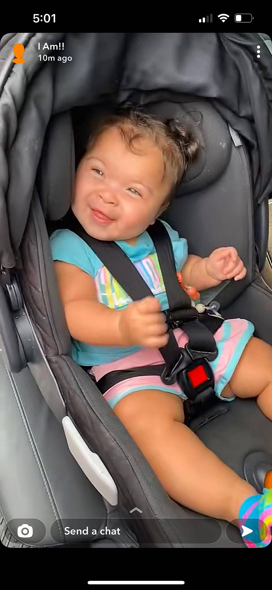 Ivyina is registered to the contest to win money with this photo: arm, auto_part, automotive_design, baby, baby_carriage, baby_in_car_seat, baby_toddler_clothing, car_seat, comfort, finger, lap, leg, leisure, mouth, person, product, seat_belt, skin, smile, thigh