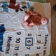 Cylas joined the competition — help win amazing prizes! baby, infant, child, milestone_blanket, numbers, month_marker, onesie, blanket, carpet, lying_down, smile, face, head, feet, hands, animal_print, play_mat, home_interior, framed_number, cute