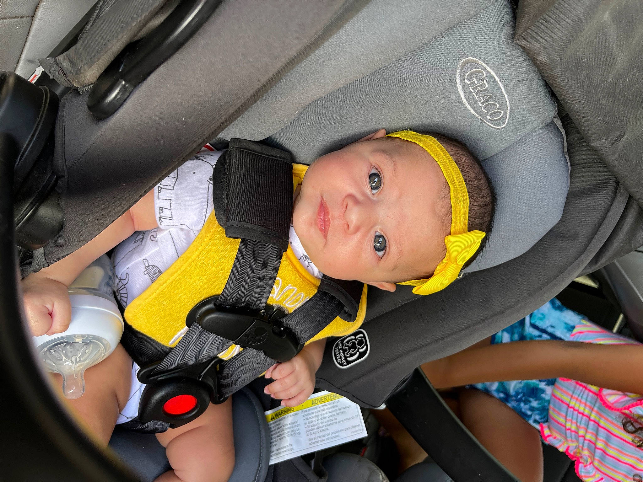 Kora-lynn is registered to the contest to win money with this photo: auto_part, automotive_design, baby, baby_carriage, baby_in_car_seat, baby_products, baby_safety, baby_toddler_clothing, car_seat, car_seat_cover, child, comfort, family_car, head_restraint, luxury_vehicle, motor_vehicle, person, seat_belt, toddler, vehicle_door