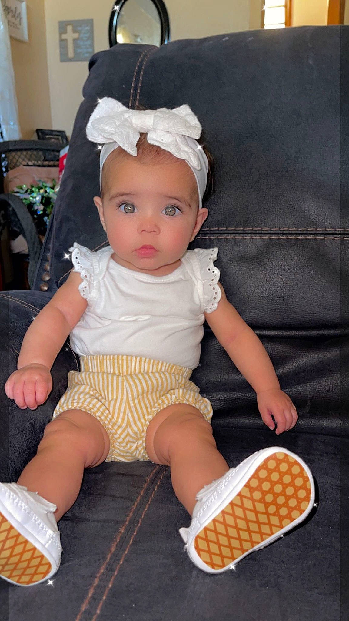 Paisley joined the competition — help win amazing prizes! baby, baby_toddler_clothing, cheek, child, finger, foot, headband, human_leg, iris, person, pink, product, sitting, skin, sleeve, textile, thigh, thumb, toy, white