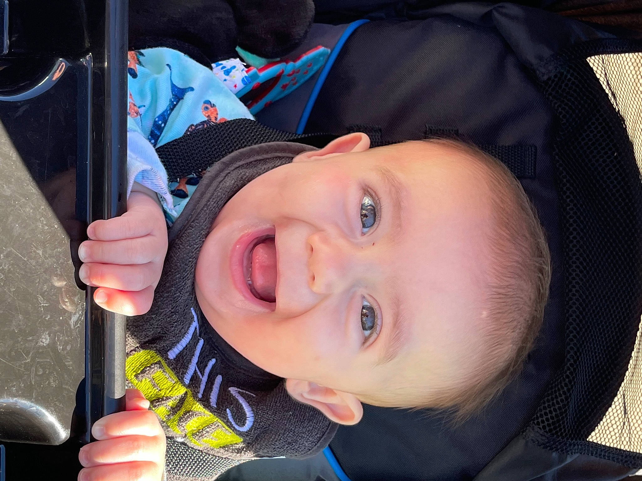 Matthias is registered to the contest to win money with this photo: baby, baby_carriage, cheek, child, cool, electric_blue, eyebrow, gesture, happy, hat, lip, mouth, nose, organ, person, plant, product, skin, smile, snapshot