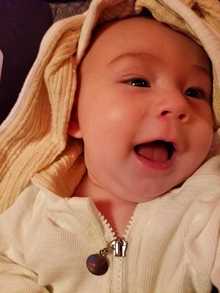 Kane joined the competition — help win amazing prizes! baby, cheek, chin, eyebrow, eyelash, face, facial_expression, finger, gesture, happy, human_body, iris, lip, mouth, neck, nose, person, skin, sleeve, smile