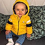 Mathéïs participe au concours pour gagner de l'argent avec cette photo : apparel, baby, child, couch, cozy, cushion, cute, fashion, happy, hood, indoor, jeans, leaf_pattern, person, portrait, sitting, smiling, sock, yellow_jacket, young_child