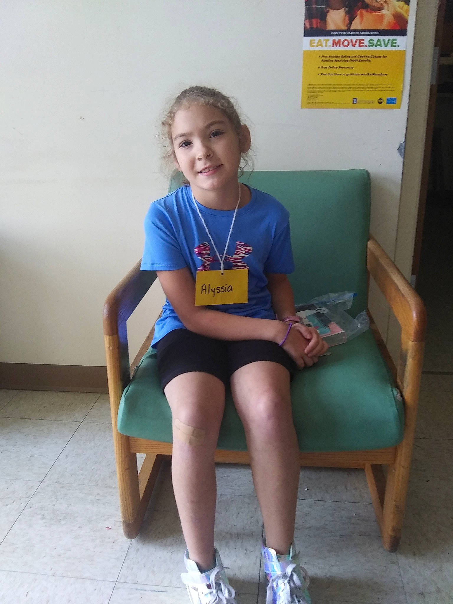 Alyssia joined the competition — help win amazing prizes! child, furniture, joy, knee, leg, leisure, person, sitting, smile, summer, t_shirt, thigh, vacation