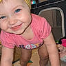 Amara is registered to the contest to win money with this photo: baby, child, infant, smiling, happy, portrait, yellow_bow, pink_shirt, blue_eyes, indoor, playroom, baby_gate, toys, play_mat, sitting, crawling, hands, barefoot, close_up, family_home