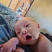 Rick joined the competition — help win amazing prizes! baby, newborn, infant, close_up, face, mouth_open, hand, skin, blanket, cozy, indoor, soft_texture, resting, cute, small, child, human, expression, portrait, newborn_baby