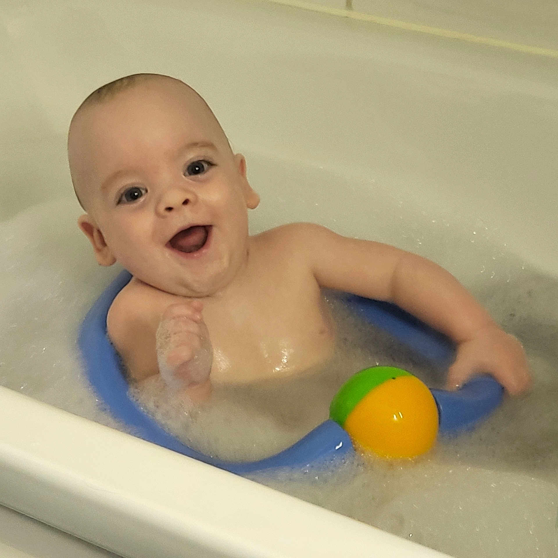 Marcus joined the competition — help win amazing prizes! baby, bathing, bathtub, face, happy, head, hottub, indoors, leisureactivities, person, photography, portrait, smile, sphere, sport, summer, swimming, tub, water, watersports