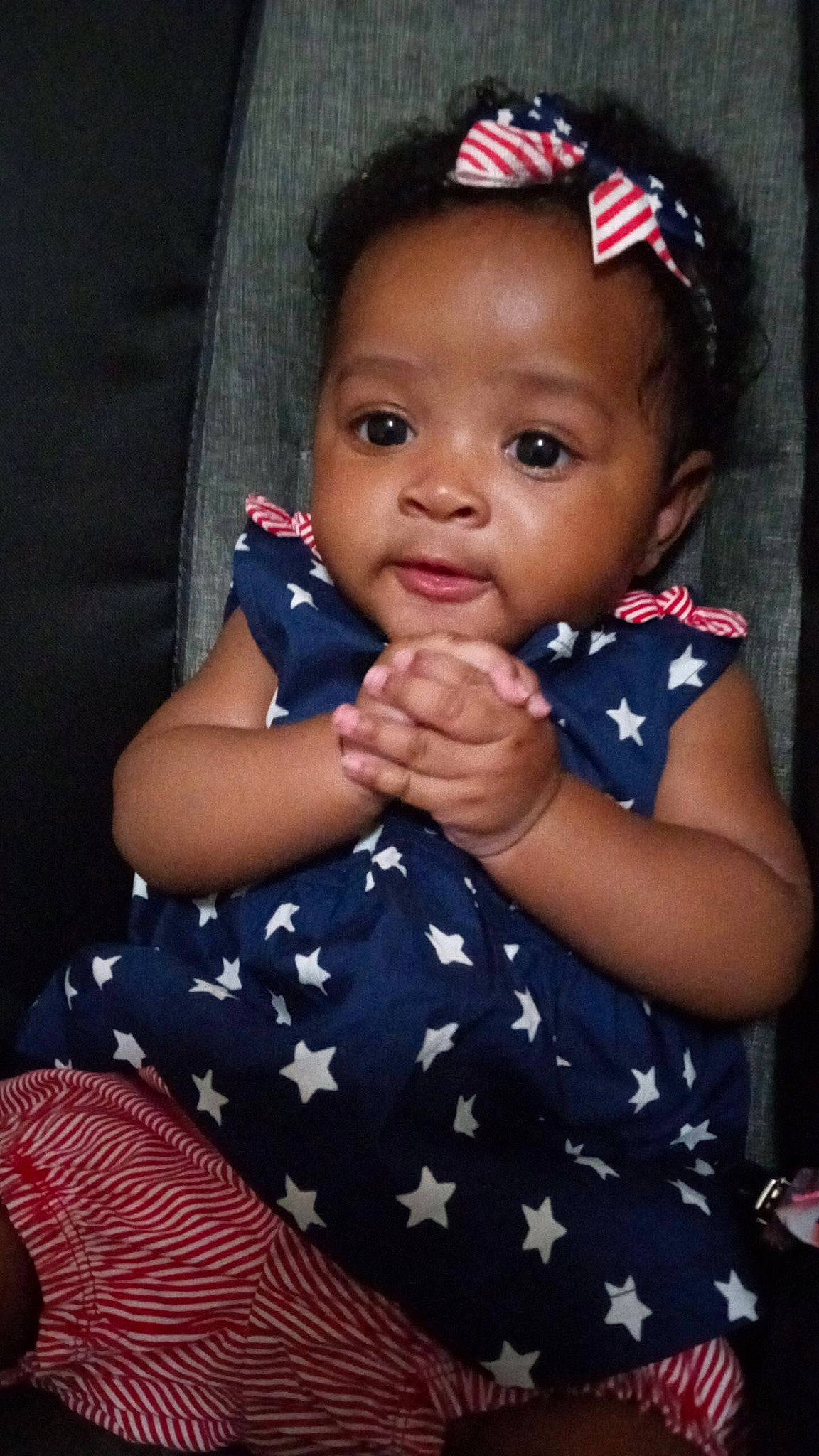 Raelyn joined the competition — help win amazing prizes! arm, baby, baby_toddler_clothing, beauty, black_hair, cheek, electric_blue, finger, flash_photography, gesture, hairstyle, hand, happy, iris, lip, nose, person, skin, sleeve, smile