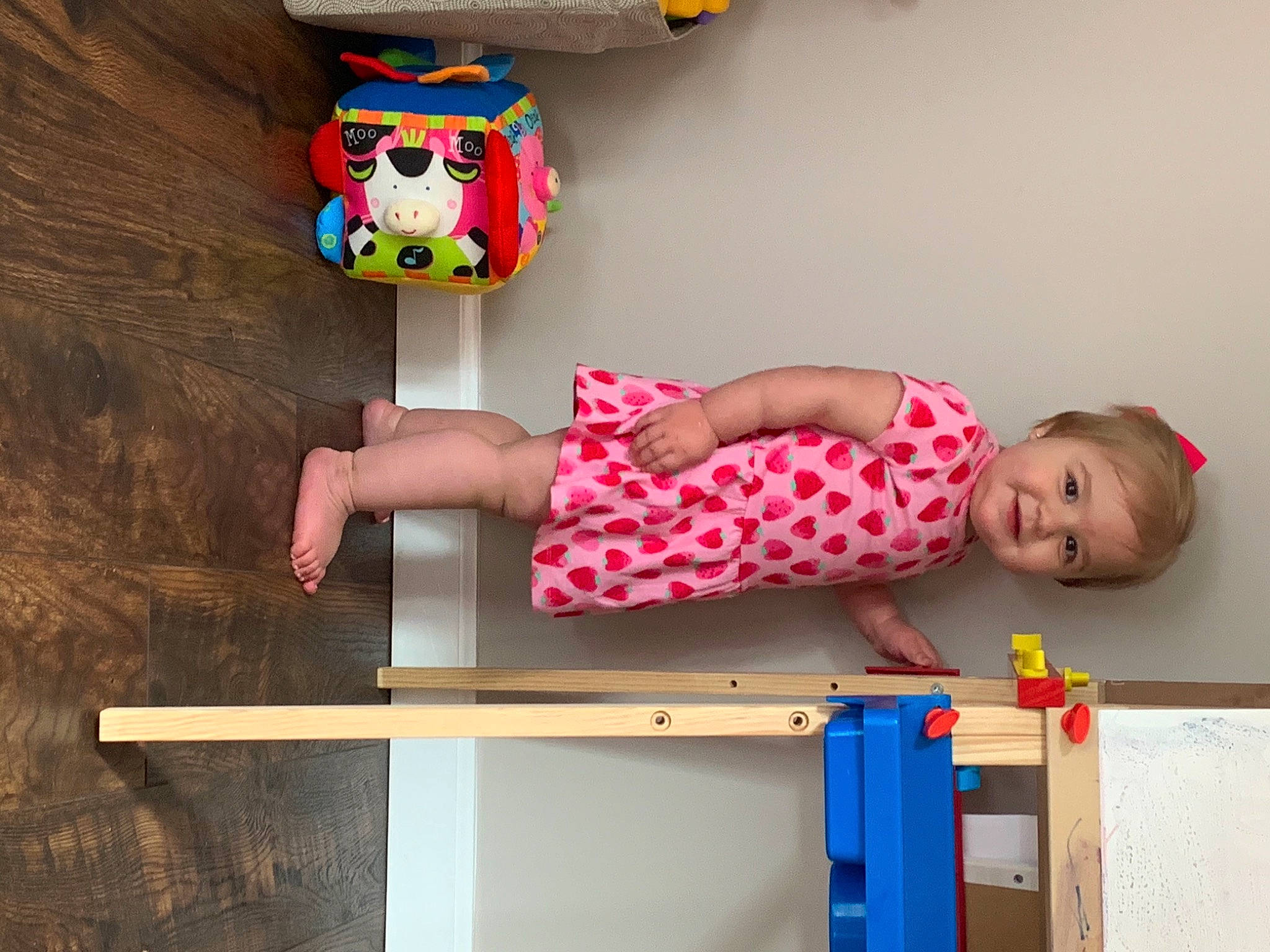 Everleigh Grace is registered to the contest to win money with this photo: art, baby_products, baby_toddler_clothing, baby_toys, child, comfort, dress, facial_expression, fun, happy, joy, person, pink, play, sleeve, smile, standing, t_shirt, textile, toddler