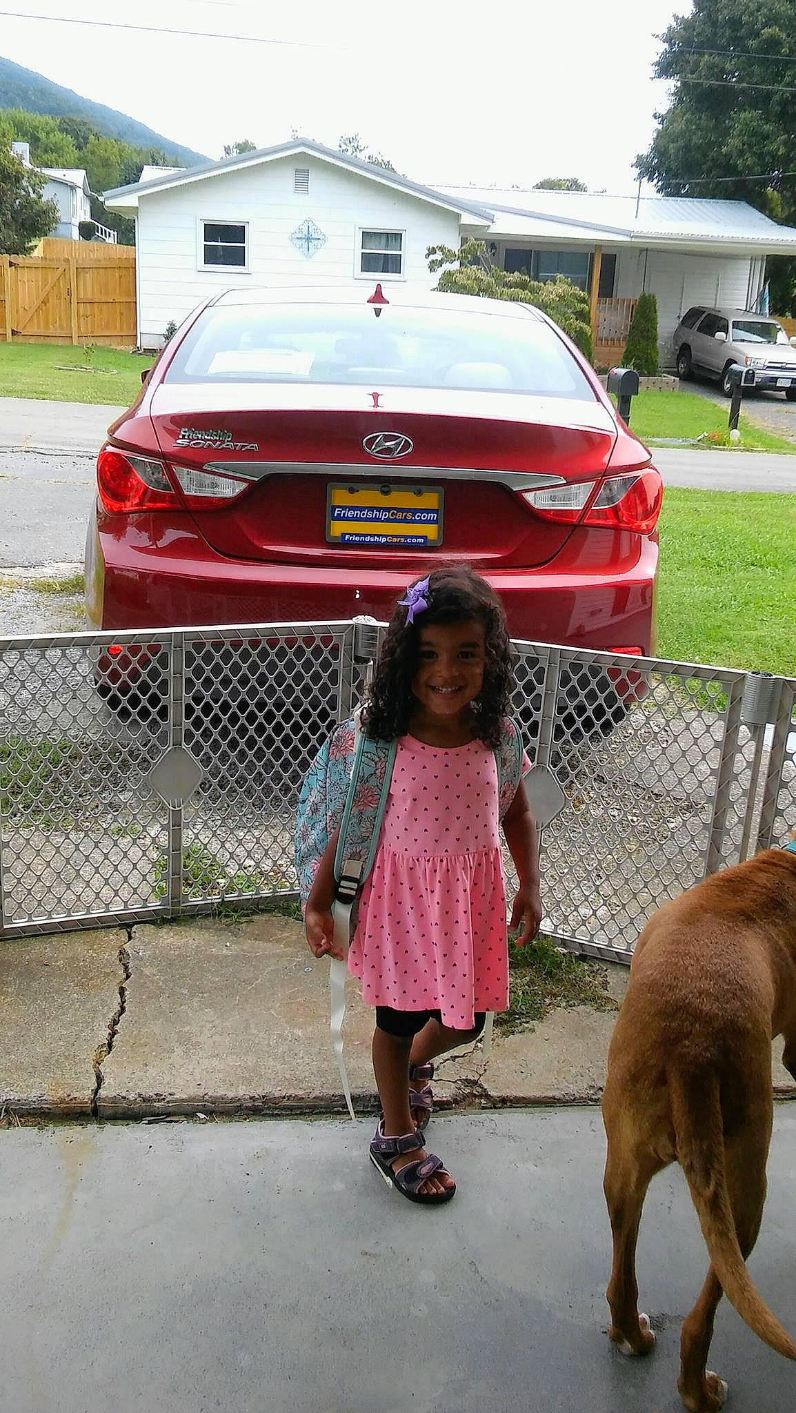 Elena is registered to the contest to win money with this photo: automotive_exterior, automotive_window_part, car, family_car, fashion_accessory, fawn, joy, luxury_vehicle, mid_size_car, person, vehicle, vehicle_door